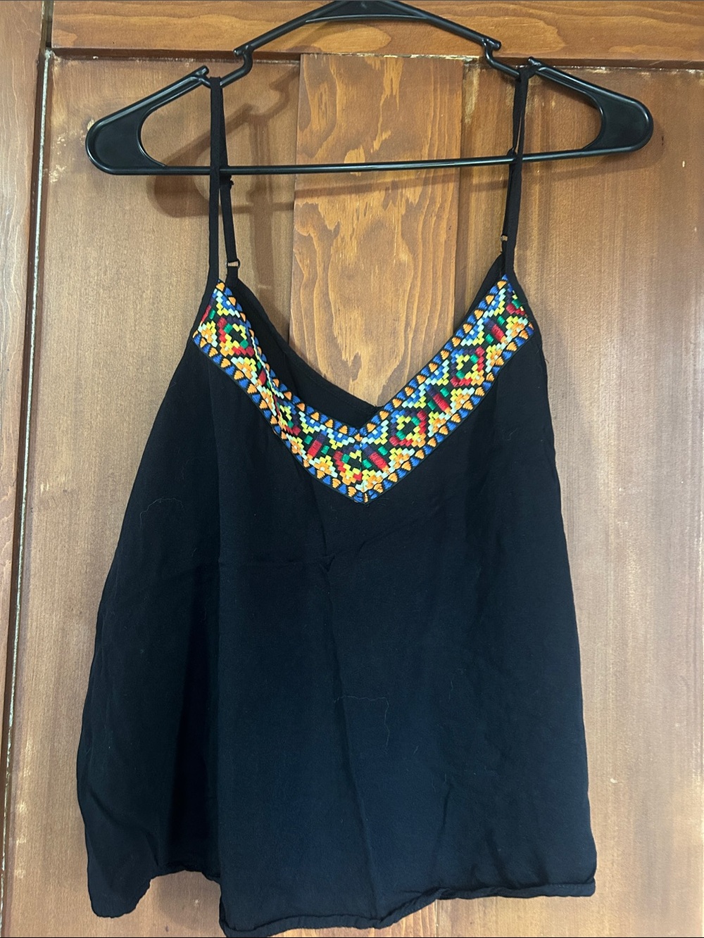 SHEIN Black Camisole with Multicolor Beaded V-Neck